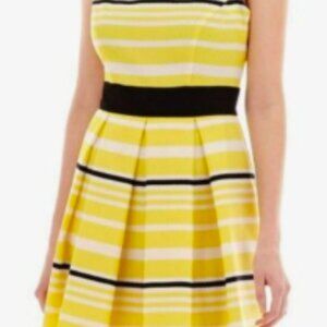 Danny & Nicole Yellow White Striped Dress Women’s 8P Fit Flare Easter Occasion